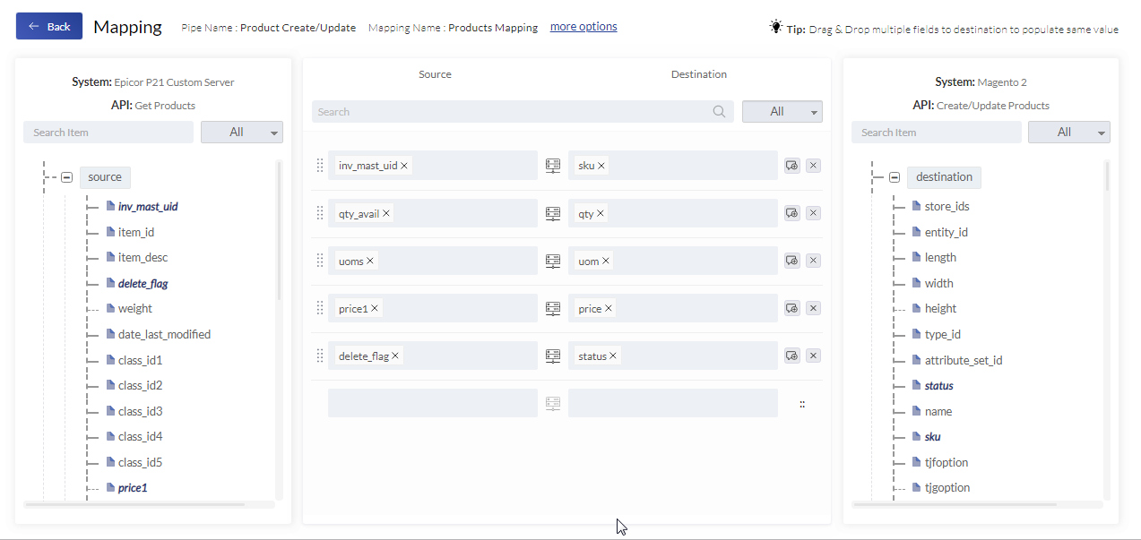 Source and Destination APIs in Mapping