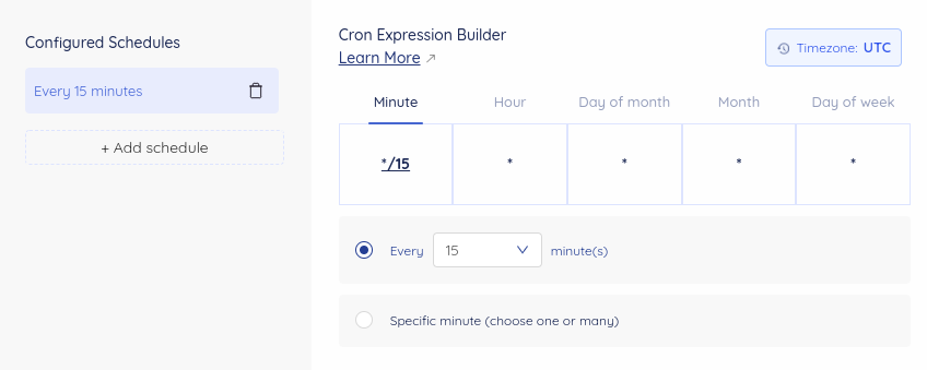 Choose Frequency Level: Minute, and Range: Every 15 minutes
