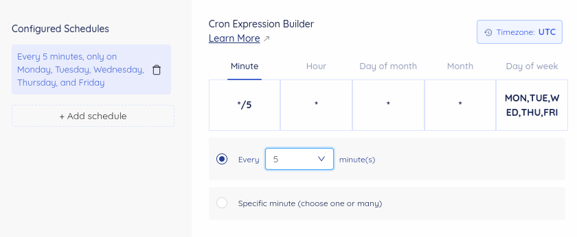 Choose Frequency Level: Minute, and Range: Every 5 minutes