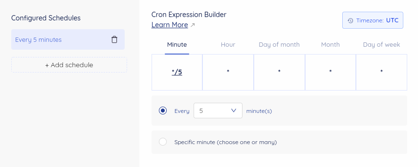 Choose Frequency Level: Minute, and Range: Every 5 minutes